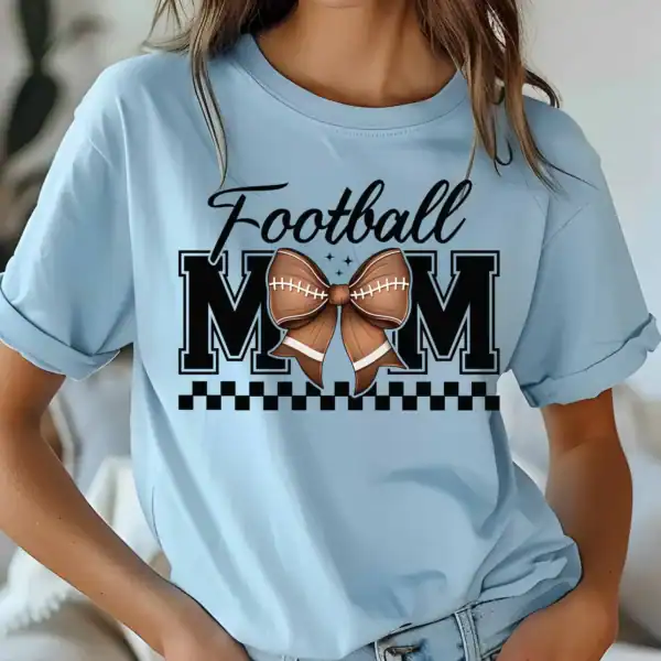 Football Mama Bow Checkered