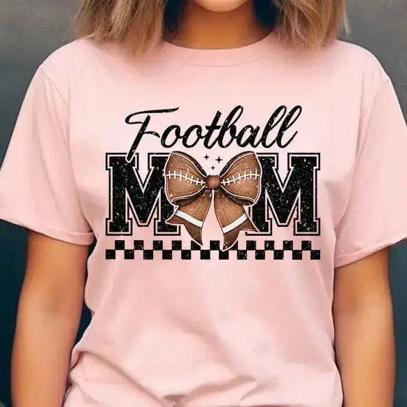 Football Mama Bow Checkered Retro