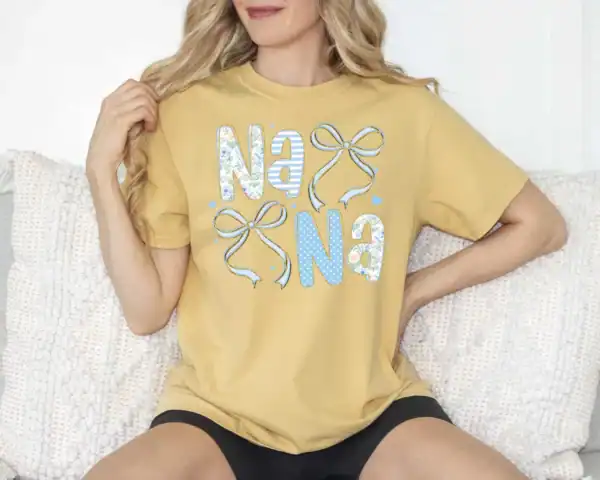 Grandmillenial Bow Blue Nana Mustard