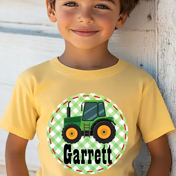 Green Tractor with Cab Gingham