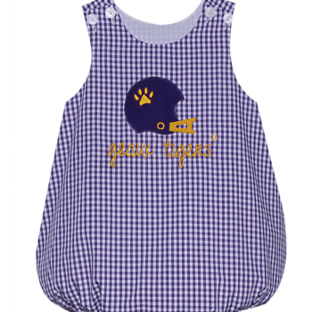Helmet Applique Boy Bubble - Purple-Gold