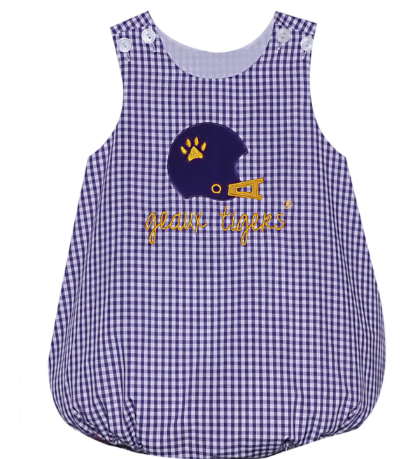 Helmet Applique Boy Bubble - Purple-Gold