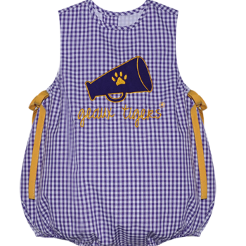 Megaphone Applique Girl Bubble - Purple-Gold