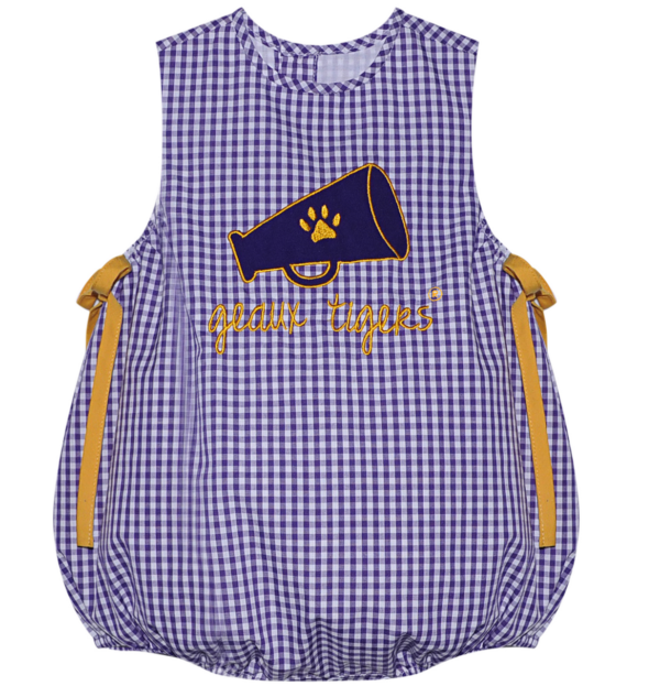 Megaphone Applique Girl Bubble - Purple-Gold